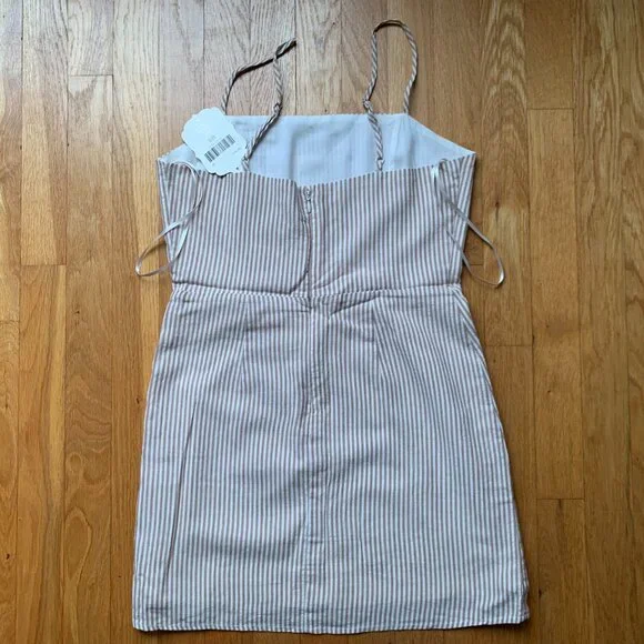 Altar'd State Striped Dress Womens Small Tan and White - Picture 10 of 15